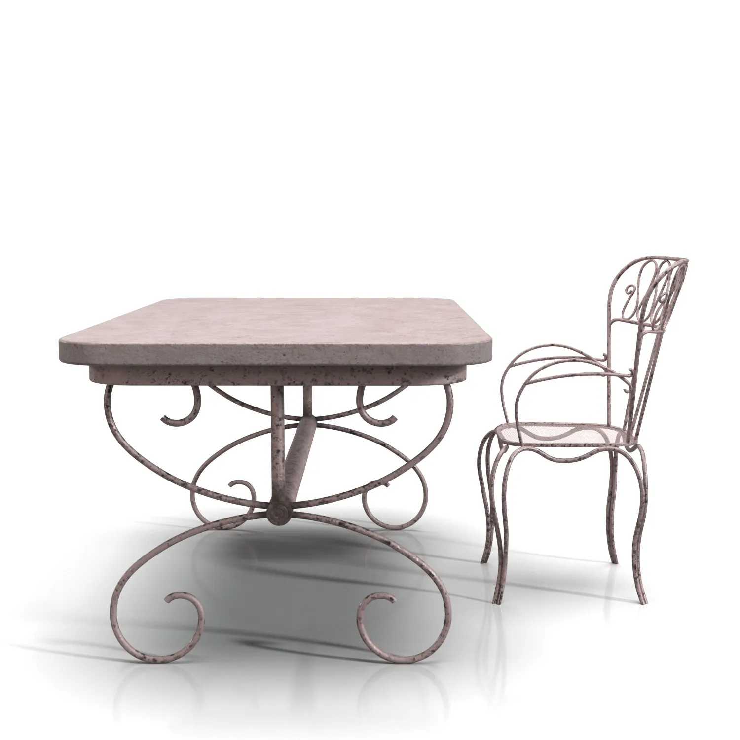 Rustic Iron Garden Table And Armchair PBR 3D Model_03